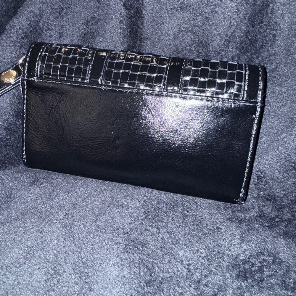 Elliott Lucca Black Cow Leather Clutch with Sliver Detail